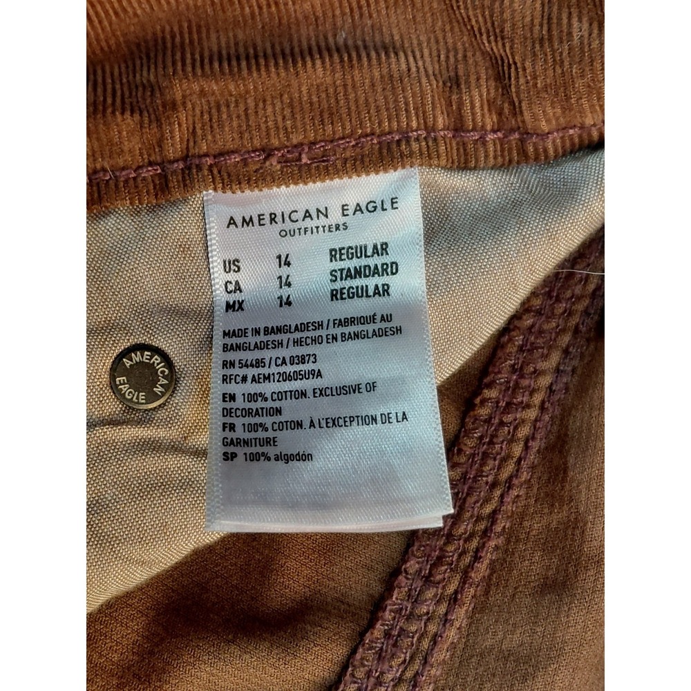 American Eagle Corduroy Low Rise Skater Jean Women's 14 Reg Brown Baggy Wide Leg - Picture 7 of 15